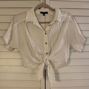 Button-up Cropped Blouse